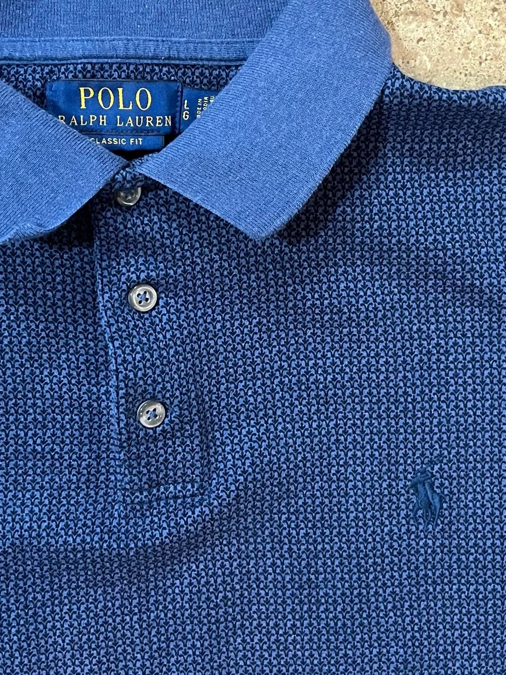 Polo Ralph Lauren Men’s Classic Fit Floral Plaid Blue Pattern Polo Shirt L